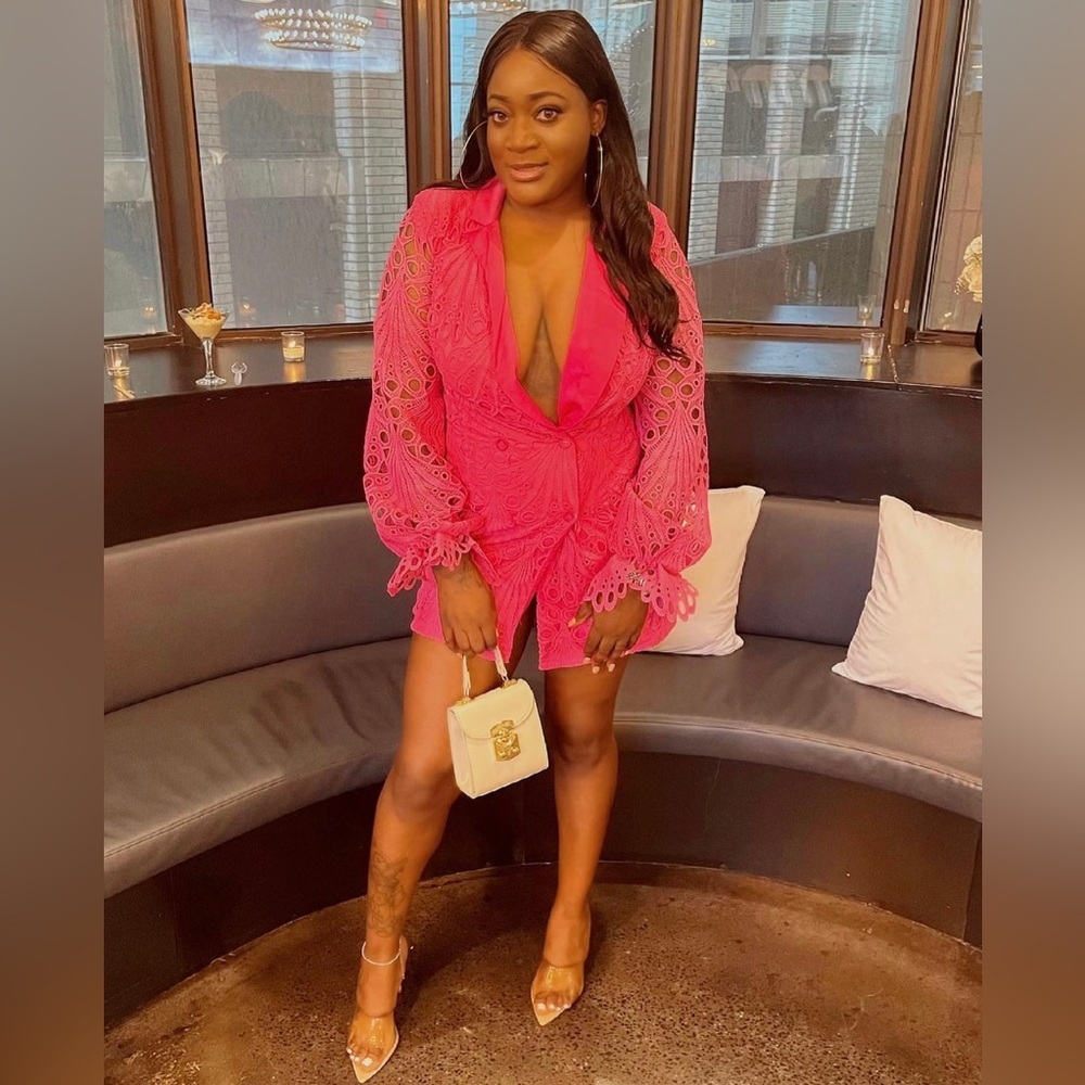 Pink Thick Lace Blazer Dress - Picture 2 of 3